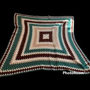 Vintage hand made crocheted large blanket blanket